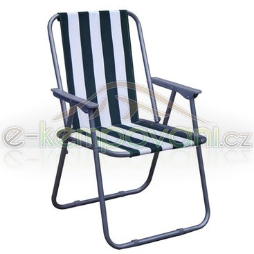 Kempování - Plážové křesílko zelený pruh
