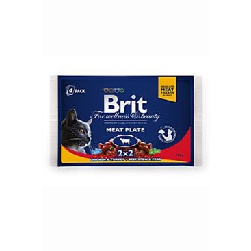 Mazlíčci - Brit Premium Cat kapsa Meat Plate 400g (4x100g)