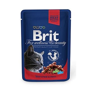 Mazlíčci - Brit Premium Cat kapsa with Beef Stew & Peas 100g