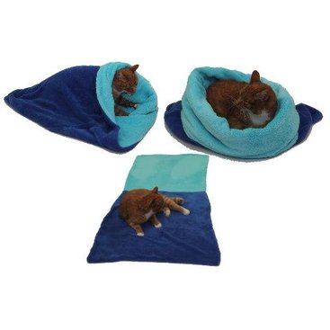 Mazlíčci - Spací pytel 3v1 XL pro kočky č.4 modrá/tyrkysová