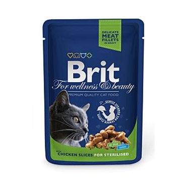 Mazlíčci - Brit Premium Cat kapsa Chicken Slices for Steril 100g