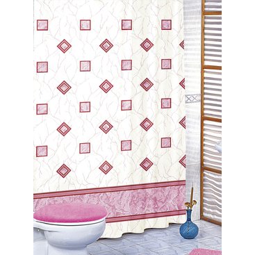 Domácnost - Koupelnový závěs růžové čtverce