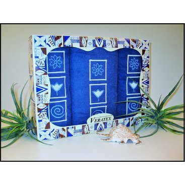 Domácnost - Dárkově balené vyšívané ručníky s osuškou (12-tm.modrá)