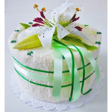 Domácnost - Textilní dort bílá lilie jednopatrový