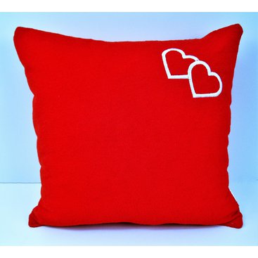 Domácnost - Froté polštářek s výšivkou srdce 40x40 cm červený
