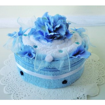 Domácnost - Textilní dort jednopatrový (modrá růže)