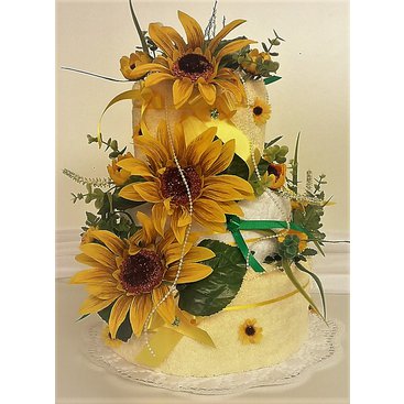 Domácnost - Textilní dort třípatrový (slunečnice)