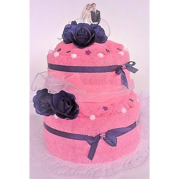 Domácnost - Textilní dort dvoupatrový (růžovo-fialový)