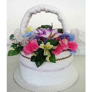 Domácnost - Textilní dort - květinový košík