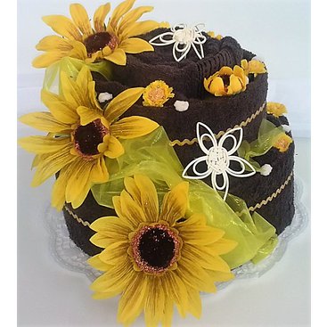 Domácnost - Textilní dort dvoupatrový slunečnice