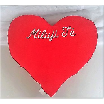 Domácnost - Červené srdce s výšivkou Miluji tě