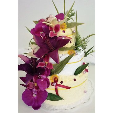 Domácnost - Textilní dort třípatrový (květ zvonky)