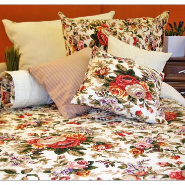 Domácnost - Povlak na polštář krep 70x90cm-zip květ/smetana