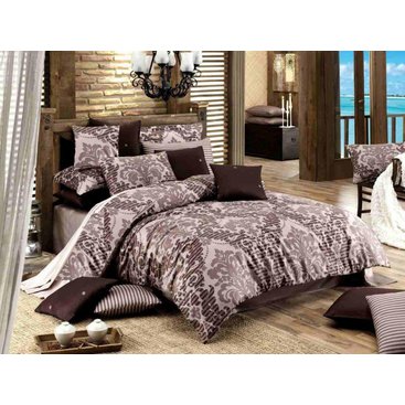 Domácnost - Francouzské povlečení Satén 240x220, 70x90cm Savana, Výběr zapínání: zipový uzávěr