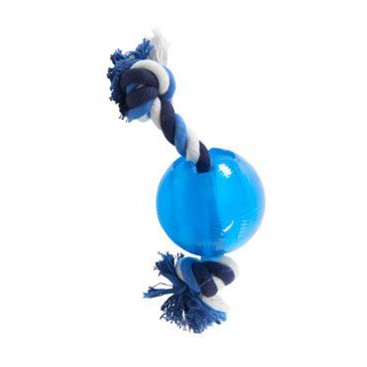 Mazlíčci - Hračka pes BUSTER Strong Ball s provazem sv. modrá, L