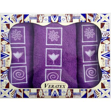 Domácnost - Dárkově balené vyšívané ručníky s osuškou (9-fialová)