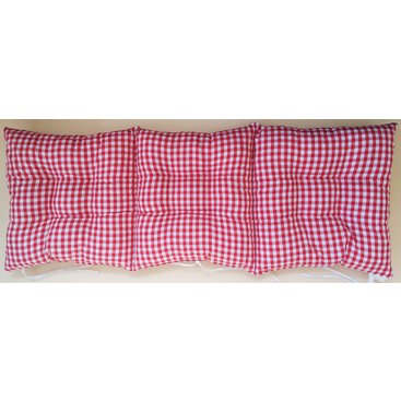 Zahrada - Sedák na lavici prošívaný 140 x 40 x 7,5cm kanafas červené srdíčko