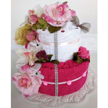 Domácnost - Veratex Textilní dort dvoupatrový růžová růže
