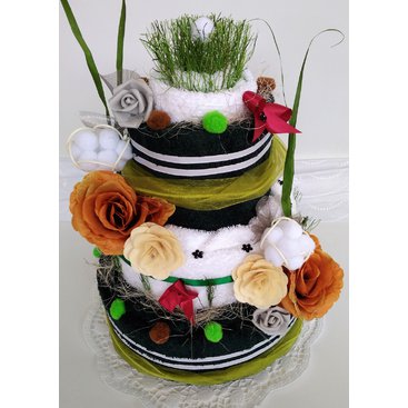 Domácnost - Veratex Textilní dort třípatrový - zeleno/bílý