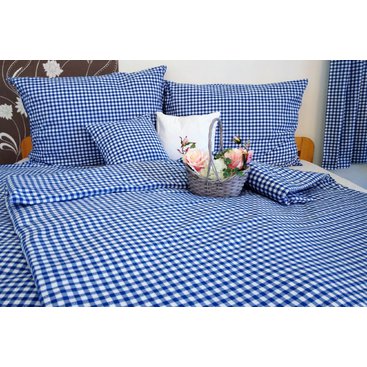 Domácnost - Bavlněný povlak na polštářek LUX 40x40cm kanafas modré srdíčko