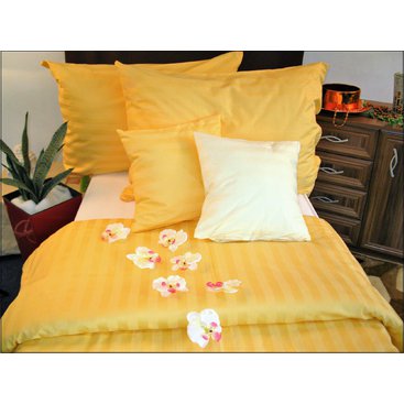 Domácnost - Damaškový povlak na polštář 50x60cm (proužek sytě žlutý 2 cm)