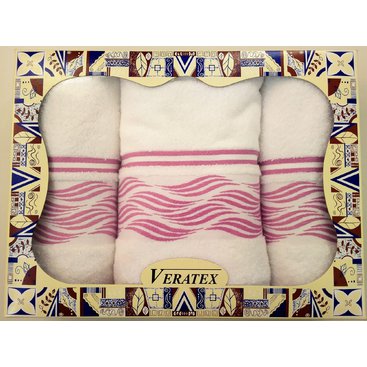 Domácnost - Luxusní dárkový froté set 1 osuška 2 ručníky - Vlnky bílé 480g m2