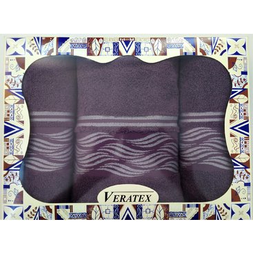 Domácnost - Luxusní dárkový froté set 1 osuška 2 ručníky - Vlnky burgundy 480g m2
