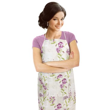 Domácnost - Kuchyňská zástěra RITA 67x84cm fialové květy