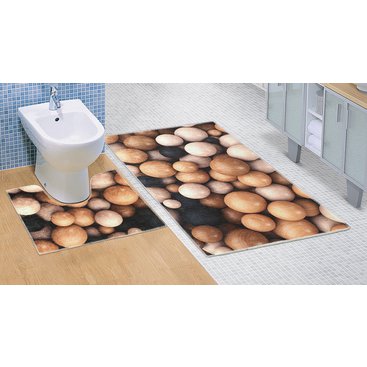 Domácnost - Koupelnová sada předložek 3D 60x100+60x50cm Dřevěné koule