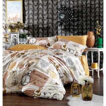 Domácnost - Saténový povlak na polštář Clock natur , Výběr rozměru: 40x40