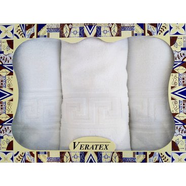 Domácnost - Dárkový froté set řecká bordura (1 osuška 2 ručníky 500g - bílý)