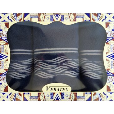 Domácnost - Luxusní dárkový froté set 1 osuška 2 ručníky - Vlnky tm.modré 480g m2