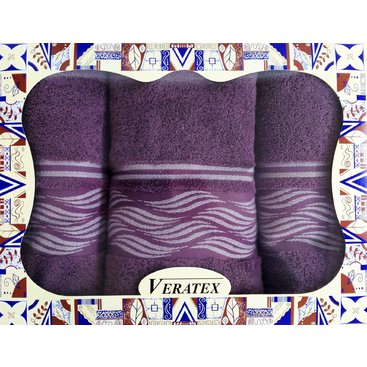 Domácnost - Luxusní dárkový froté set 1 osuška 2 ručníky - Vlnky burgundy 480g m2