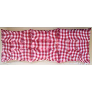 Zahrada - Sedák na lavici prošívaný 150 x 40 x 7,5cm kanafas červené srdíčko