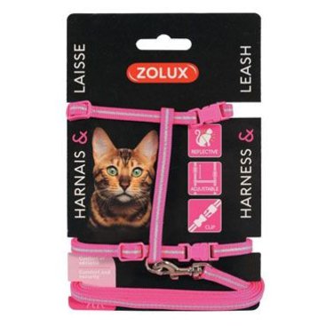 Mazlíčci - Postroj kočka s vodítkem 1,2m růžový Zolux