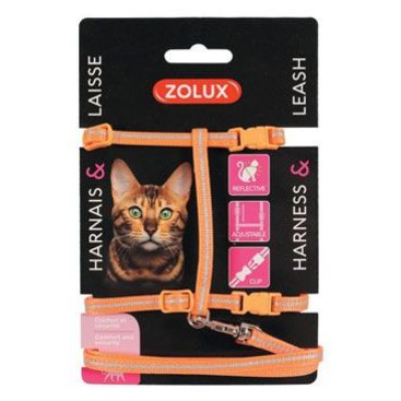 Mazlíčci - Postroj kočka s vodítkem 1,2m oranžový Zolux