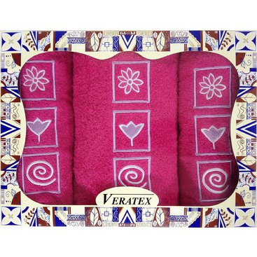Domácnost - Luxusní dárkový froté set 1 osuška 2 ručníky (purpurová)