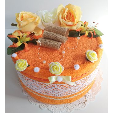Domácnost - Veratex Textilní dort oranžový květ jednopatrový