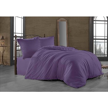 Domácnost - Prodloužené povlečení Satén 140x220, 70x90cm tmavě fialové, Výběr zapínání: zipový uzávěr