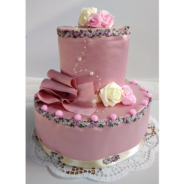 Domácnost - Veratex Luxusní textilní dort dvoupatrový marcipán (růžový)