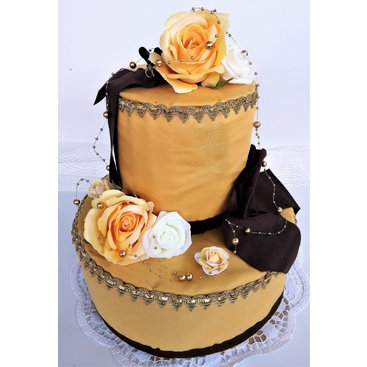 Domácnost - Veratex Luxusní textilní dort dvoupatrový marcipán (zlatý)