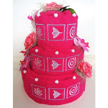 Domácnost - Veratex Textilní dort třípatrový vyšívaný (purpurový)
