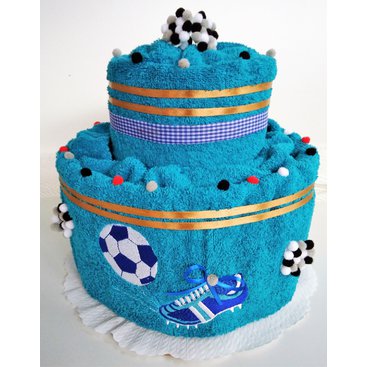 Domácnost - Fotbalový textilní dort dvoupatrový vyšitá kopačka s míčem (možnost vyšít jméno/přezdívku doplatek 75kč) 21 barev