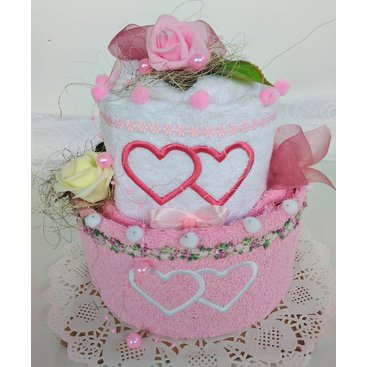 Domácnost - Veratex Textilní dort dvoupatrový růžovo/bílý SKLADEM POSLEDNÍ 1KS