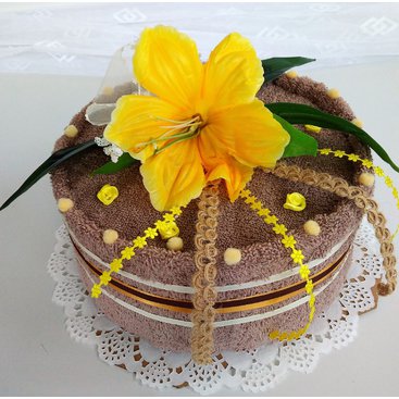 Domácnost - Veratex Textilní dort žlutá lilie jednopatrový
