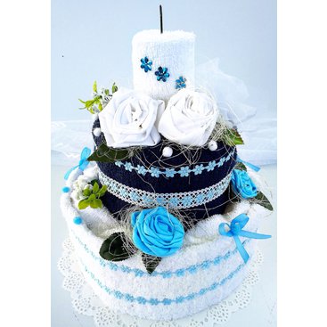 Domácnost - Veratex Textilní dort dvoupatrový modro/bílý