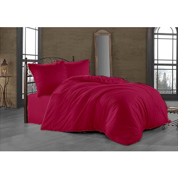 Domácnost - Prodloužené povlečení Satén 140x220, 70x90cm jahodová, Výběr zapínání: zipový uzávěr