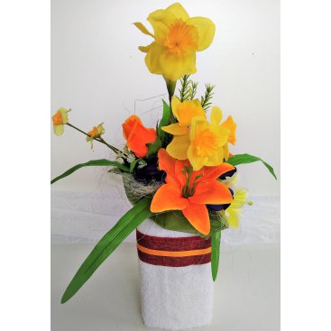Domácnost - Veratex Textilní dekorace váza s květinami