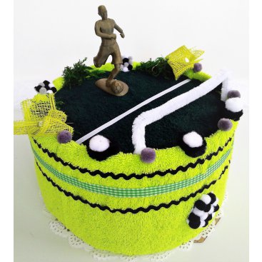 Domácnost - Veratex Fotbalový textilní dort (1ks osuška 70/140+ 1ks ručník30/50cm) možnost dovyšití jména/přezdívky