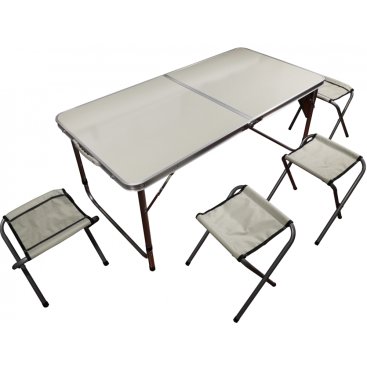 Kempování - Campingový SET - stůl 120x60cm+4 stoličky
